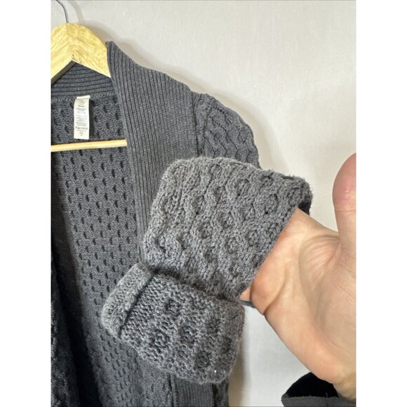 ivivva Girls 14 Open Front Knit Cardigan Gray Shawl Collar Cable Sweater - Picture 2 of 6